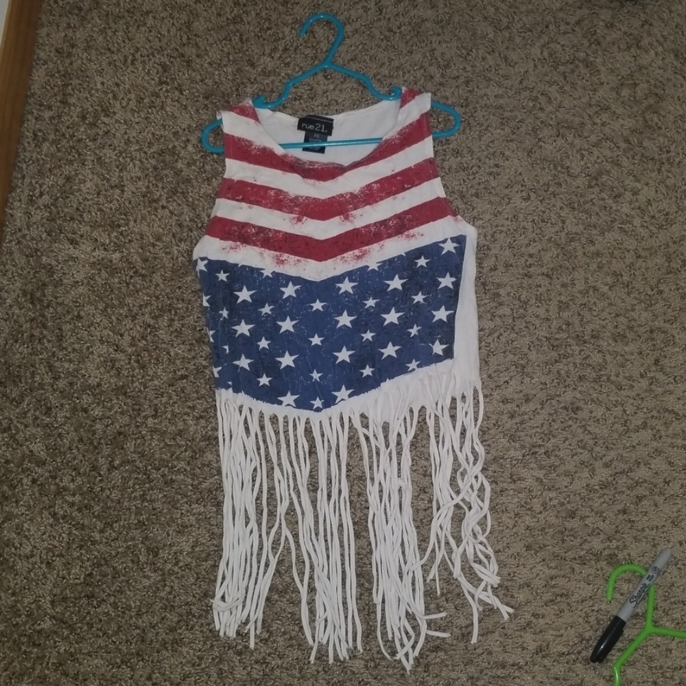 Red, white, blue shirt